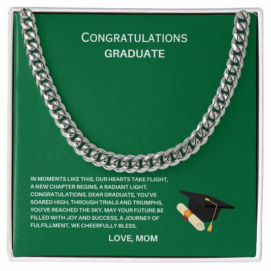 Poetic Congratulations Gift to Celebrate Graduation From Mom, Cuban Link Chain Necklace