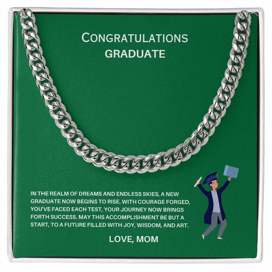 Love and Encouragement Gift For Graduation From Mom, Cuban Link Chain Necklace