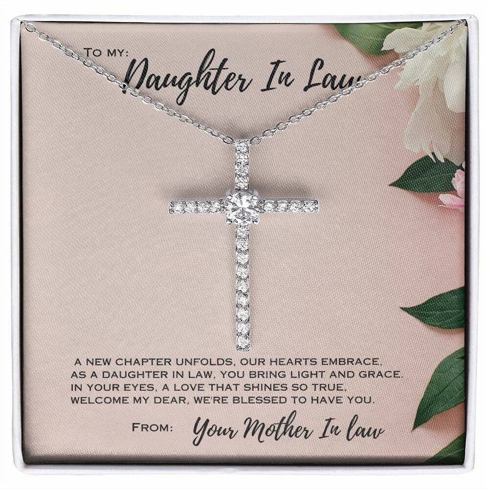 CZ Cross Necklace - Gorgeous Gift for Daughter-in-Law