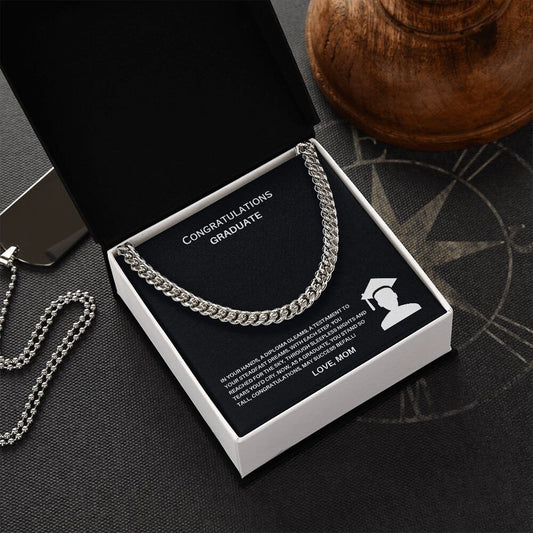 Admiration and Love Gift For Graduation From Mom, Cuban Link Chain Necklace