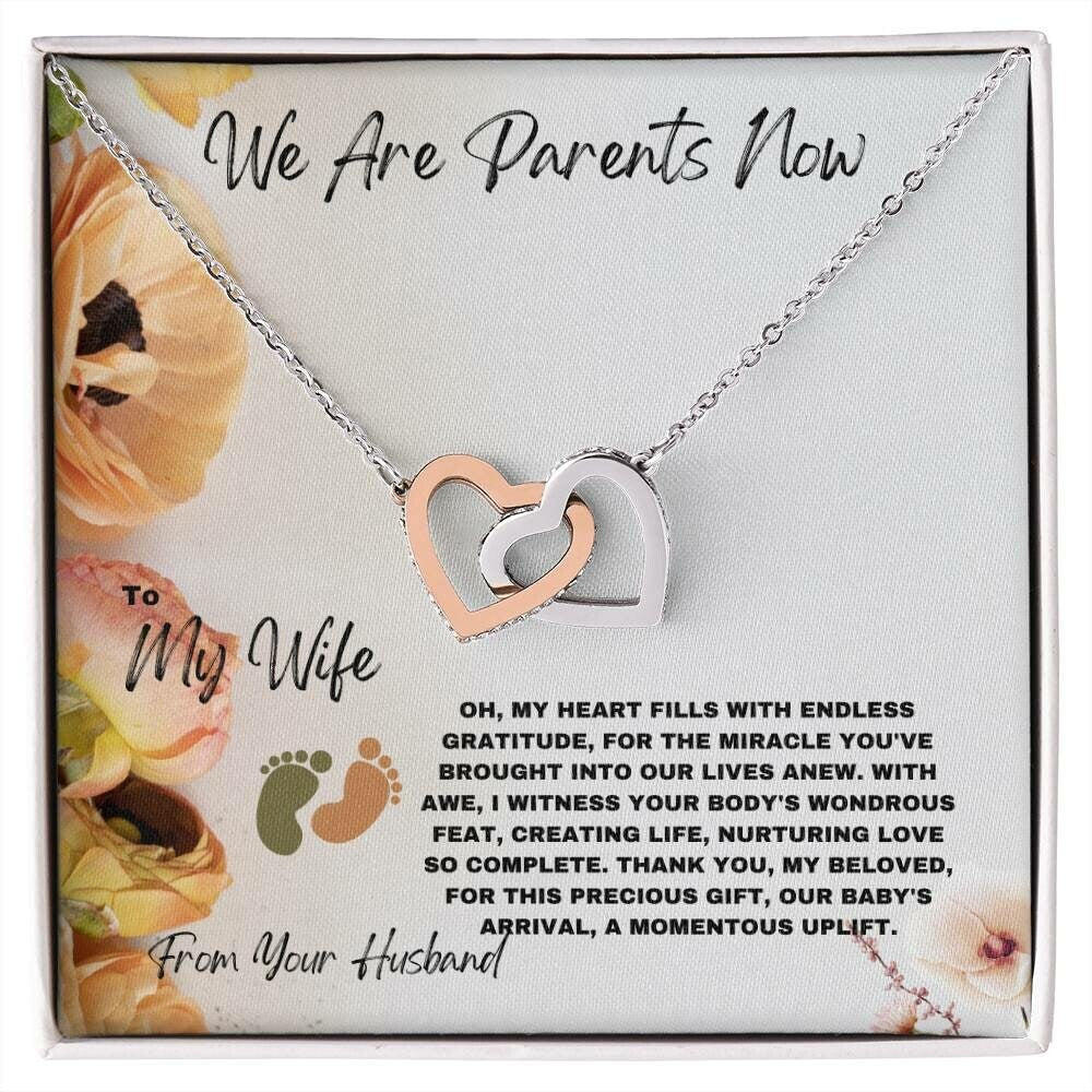 Gratitude Gift For Pregnancy and Delivery - Push Present Gift For New Mom - Interlocking Hearts with CZ Crystals