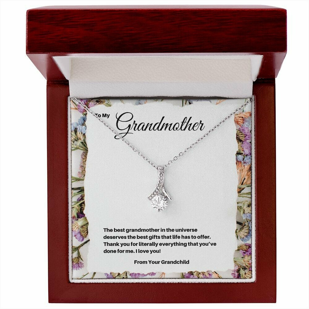 Heartwarming Gift of Love and Tribute To Grandmother From Grandchild - Ribbon Pendant Necklace for Mother's Day