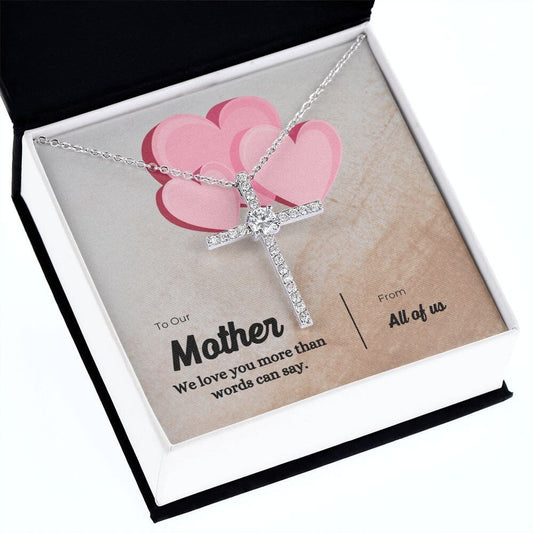 Affection and Collective Gratitude Gift To Our Mother from All of Us - Small Cross Pendant Necklace for Mother's Day