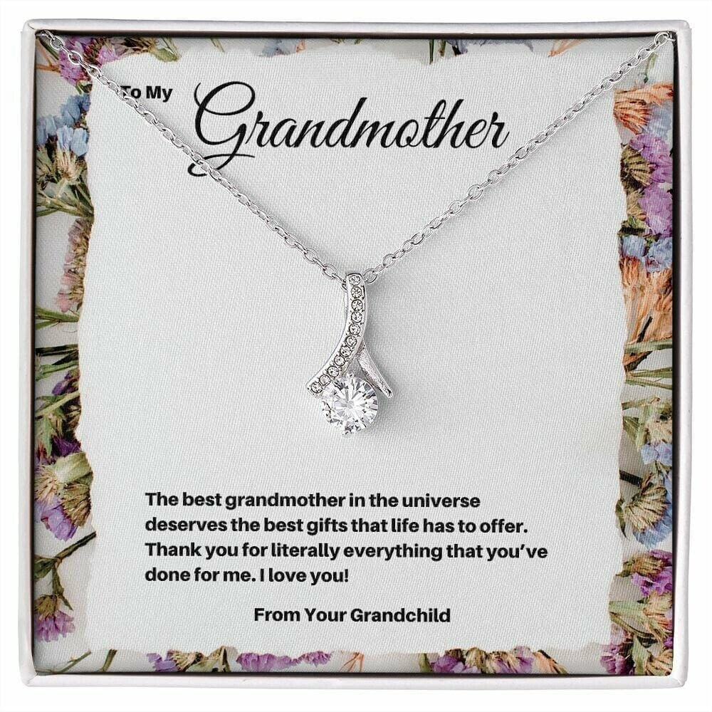 Heartwarming Gift of Love and Tribute To Grandmother From Grandchild - Ribbon Pendant Necklace for Mother's Day