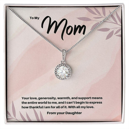 Gesture of Gratitude and Appreciation Gift To Mom - Circle Pendant Cubic Zirconia Pendant Necklace for Mother's Day from Daughter